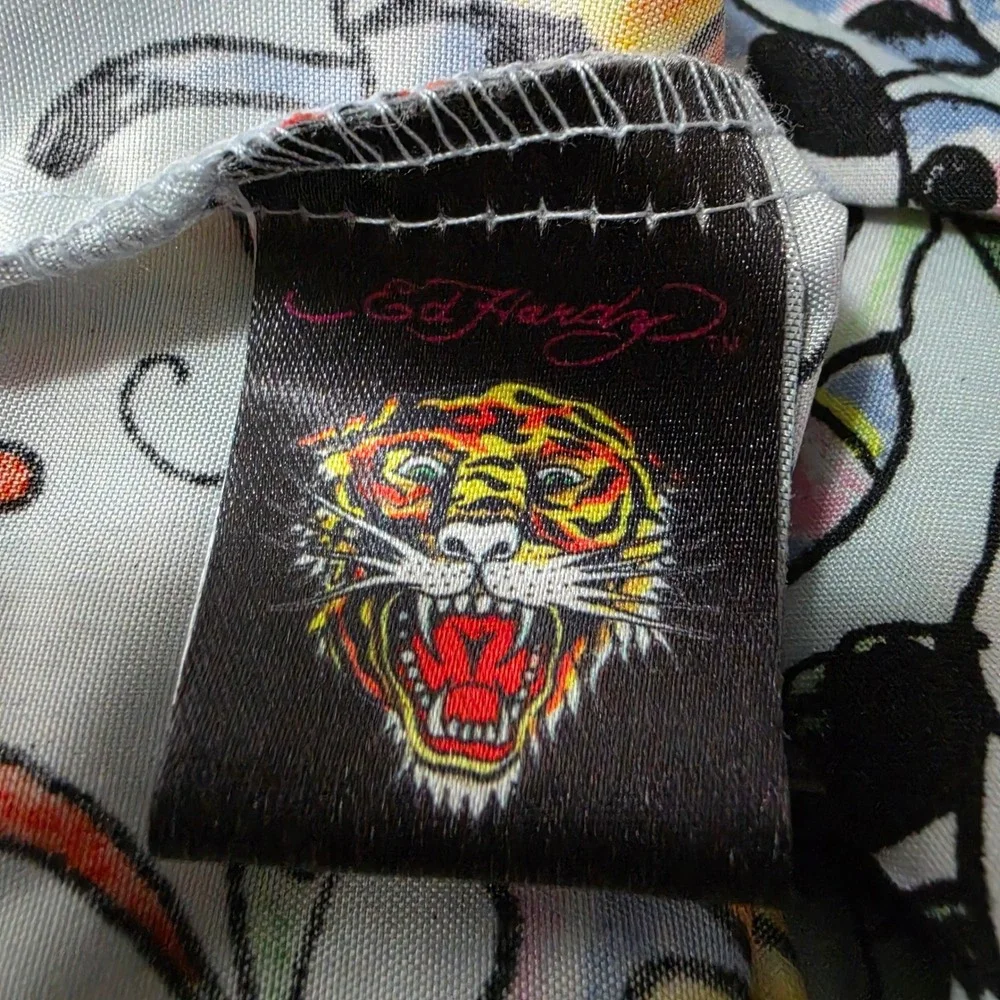 Ed Hardy Tattoo Print Pillowcase Set Butterfly Skull Rose Y2K Blue 2pc Standard